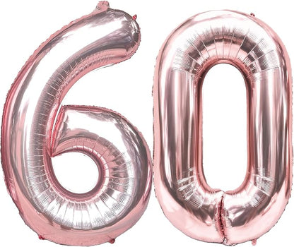 FIROMI 60 Foil Number Balloons Rose Gold 40-inch Big Mylar Balloon Numbers | by Firomi