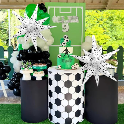 4D Soccer Ball Balloons 32 Inch/Black White Soccer Explosion Star Foil Balloons - Image 4