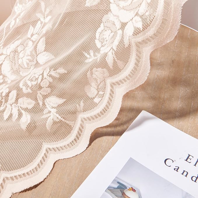 Blush Pink Lace Cafe Curtains - Image 6