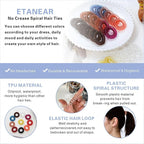 Spiral Hair Ties, 24-Pc No Crease Coil Hair Bands for Thick Hair, No Damage Phone Cord Hair Elastics Hair Scrunchies for Thin Hair, Multi-Color Ponytail Holders for Women Girls Kids