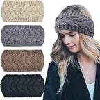 DRESHOW Knit Crochet Headband for Women Ear Warmer Soft Turban Stretch Warmer Headbands Winter Fashion Head Wrap