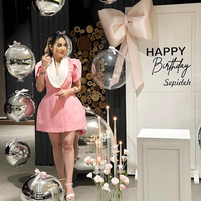 8 Pcs Bobo Balloons and Silver Round Foil Balloons 22 In Bubble Clear Balloon - Image 4