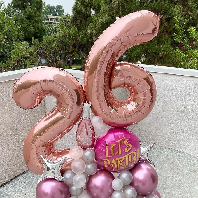 Rose Gold 26 Number Balloons, 40 Inch Big Giant Jumbo 26 or 62 Balloon Numbers - Image 2