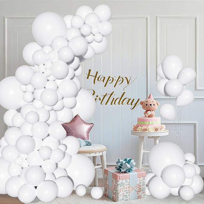 Ouddy Party 129Pcs Matte White Balloons Different Sizes 18 12 10 5 Inch | 6Pcs - Image 5