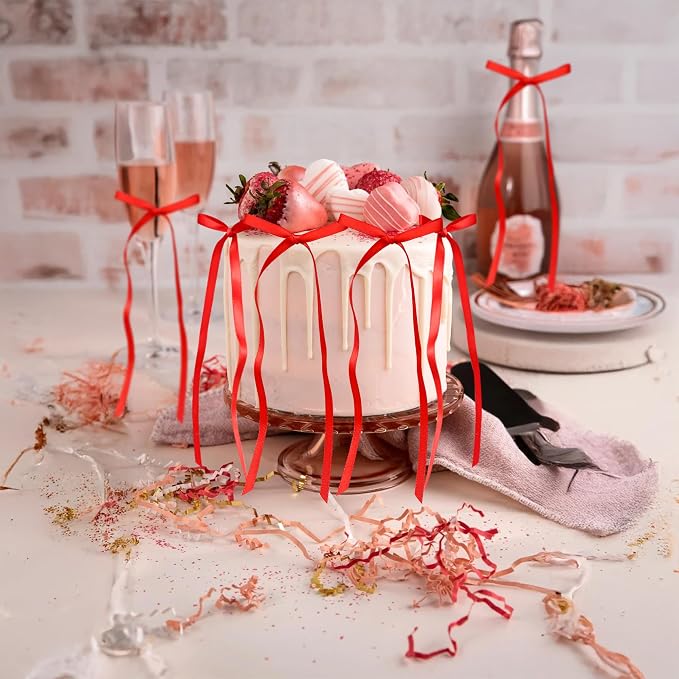 Ephlyn 30Pcs Bow Cupcake Toppers Valentine's Bowknot Ribbons Coquette Bow High - Image 4