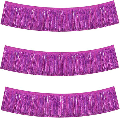BEISHIDA Laser Rose Red Fringe Garland Banner Wall Tinsel Foil Streamers | 3Pack by Beishida