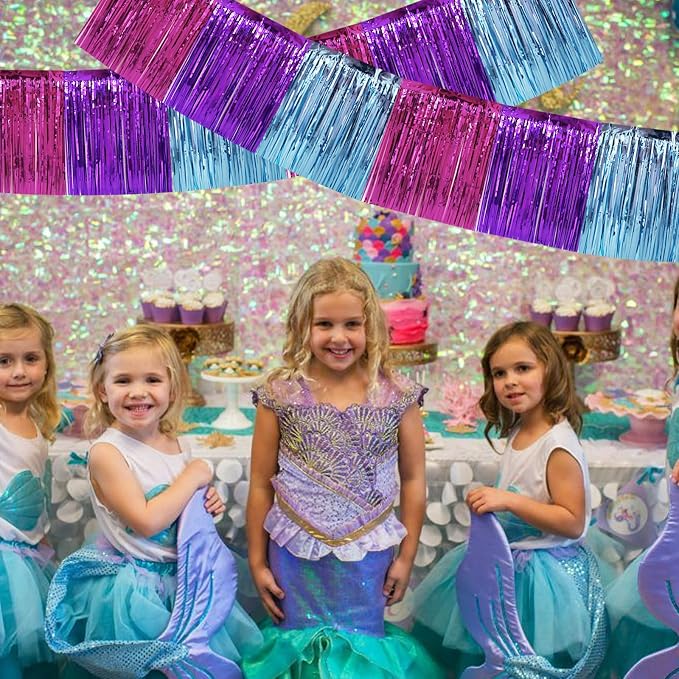 BEISHIDA Blue Purple Pink Fringe Garland Banner Wall Tinsel Foil Streamers | - Image 5
