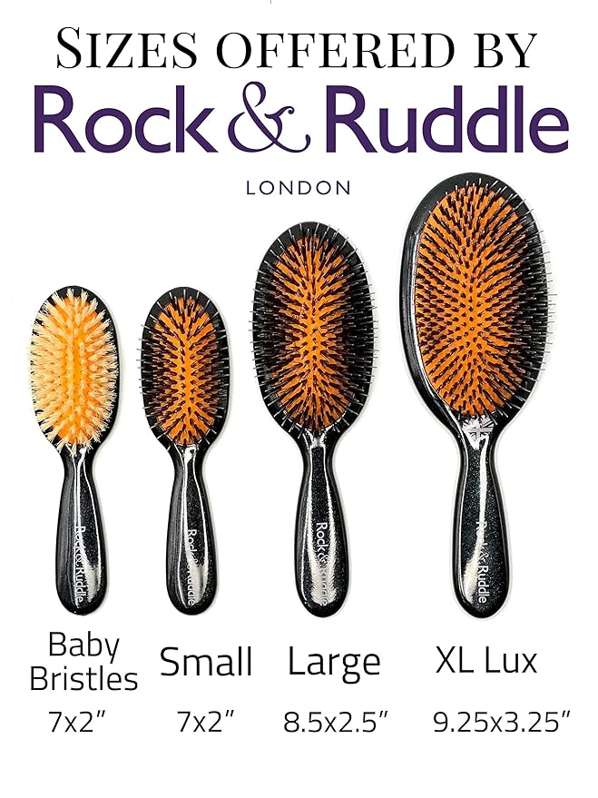 Rock & Ruddle Natural Mixed Boar Bristle Hair Brush for Women and Kids (Small/Travel Size, 17.5cm) - Perfect for Wet or Dry Hair, Detangling Smoothing Blowdrying - Made in UK - Leopard Print Design