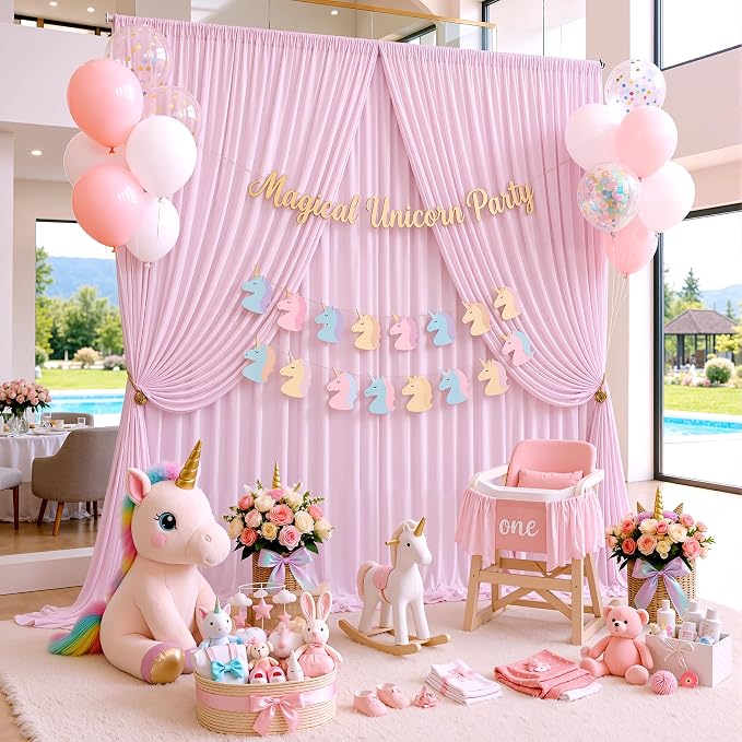 10ftx10ft Wrinkle Free Light Pink Backdrop Curtains - Image 3