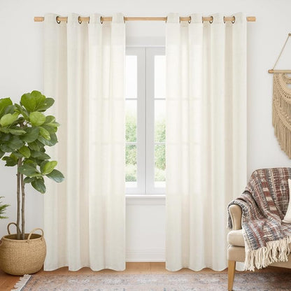 YoungsTex Ivory Linen Curtains 80 Inch Length by YoungsTex
