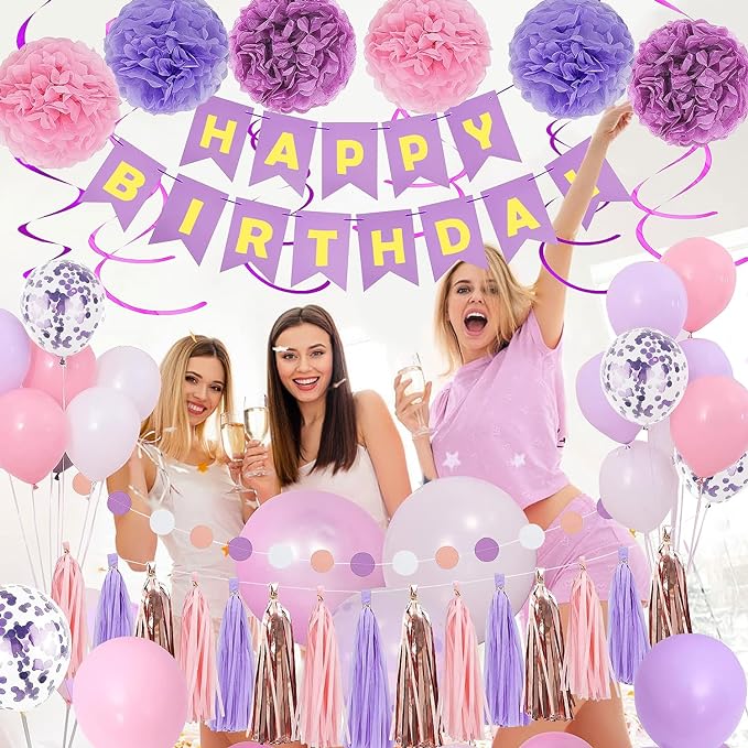 Purple Pink Birthday Party Decorations - Image 3