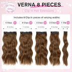 Clip in Hair Extensions for Women, 20 Inch Medium Brown Hair Extensions Clip Ins Wavy Curly, 8PCS Synthetic Clip in Extensions for Women, Invisible Lace Weft Hair Extension