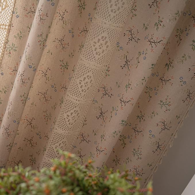 ENJOYBRIDAL Floral Curtains 84 Inch Length 2 Panels Crochet Lace Patchwork - Image 7