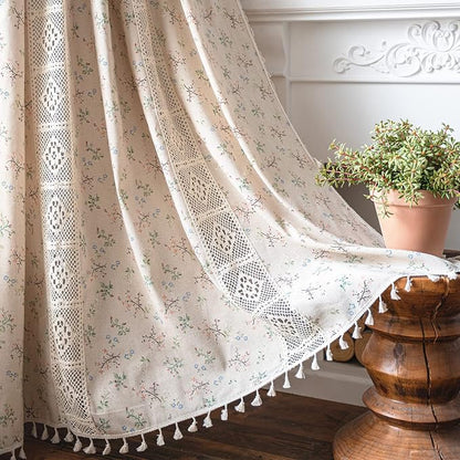 Sutuo Home Boho Curtain Semi-Blackout Crochet Hollow Lace Patchwork by SutuoHome