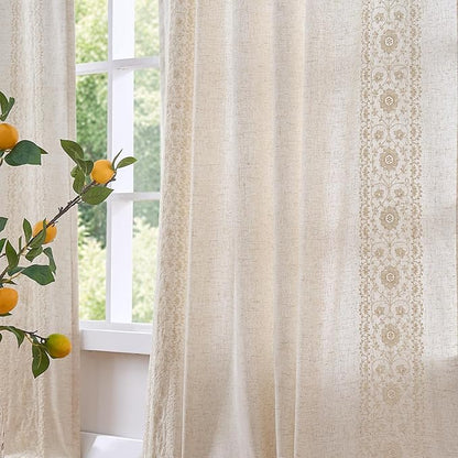 jinchan Floral Linen Curtains by JINCHAN