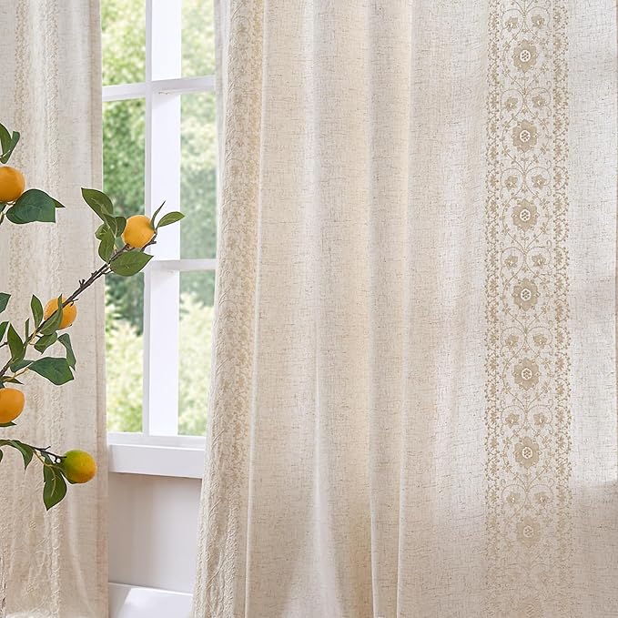jinchan Floral Linen Curtains by JINCHAN