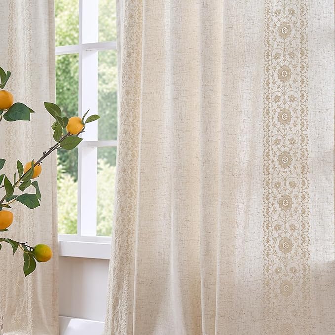 jinchan Floral Linen Curtains by JINCHAN