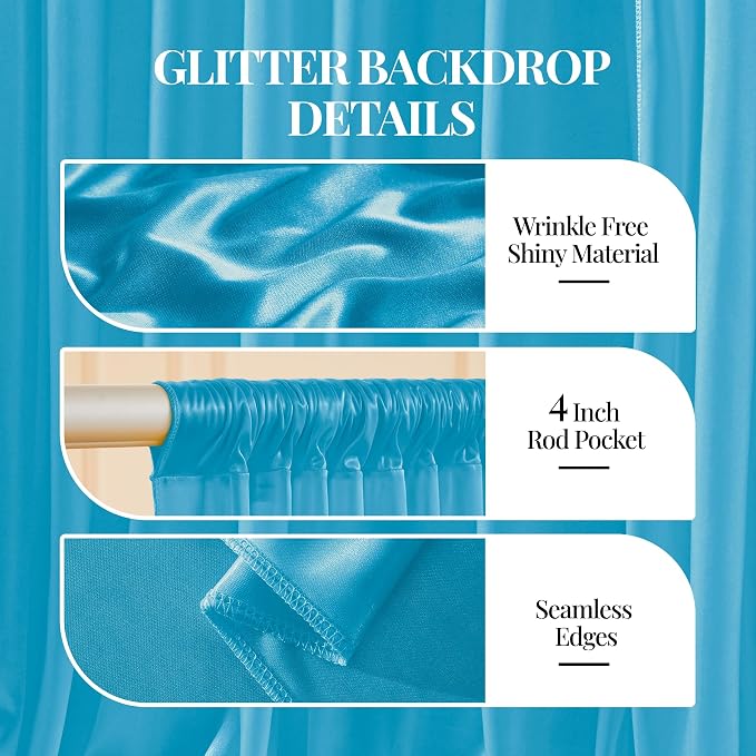 20x10ft Sky Blue Glitter Backdrop Curtain - Image 4