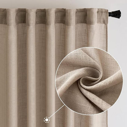 MIULEE Taupe Linen Curtains 52x72 Inch - Image 2
