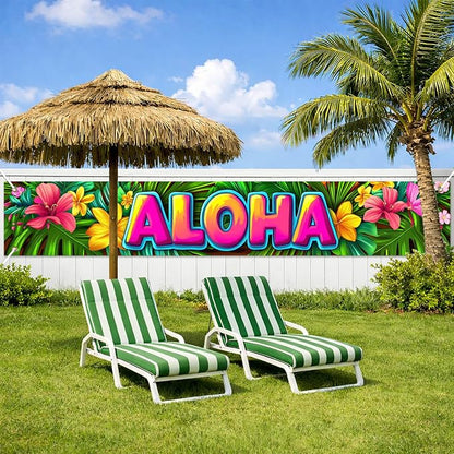 HOMETITUTE Luau Party Decorations Aloha Hawaiian Fence Banner 118 x 20 Inch | - Image 8