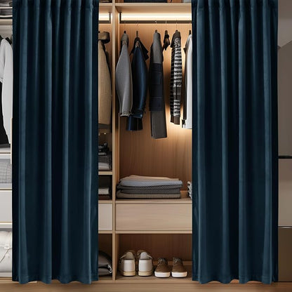 Navy Blue Doorway Curtain 80 inches Long Super Soft Velvet Thermal Insulated - Image 5