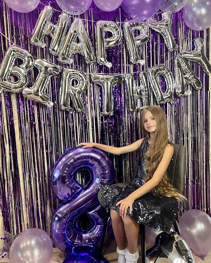 Silver Happy Birthday Balloon Banner, 16 Inch Foil Mylar Happy Birthday - Image 6