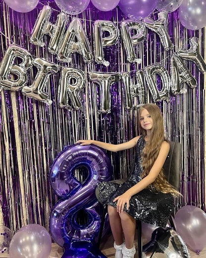 Silver Happy Birthday Balloon Banner, 16 Inch Foil Mylar Happy Birthday - Image 6