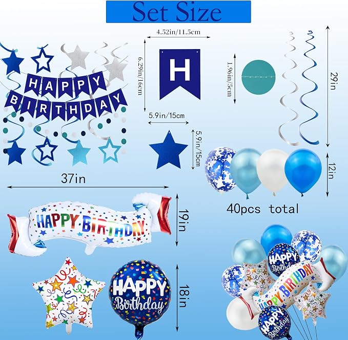 Birthday Decoration Set Colorful Happy Birthday Banner Balloon - Image 2