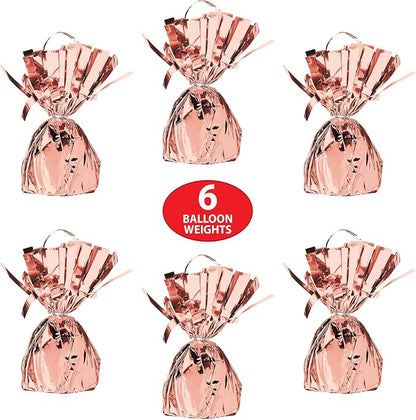 Beistle Metallic Wrapped Balloon Weight – 6 Pack, Rose Gold Balloon Centerpiece - Image 4