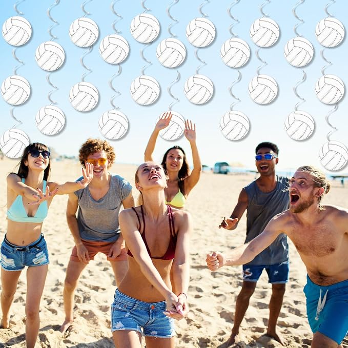 60pcs Volleyball Party Decorations Volleyball Value Foil Swirl Ceiling Hanging - Image 7
