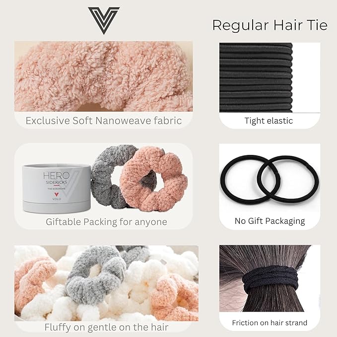 VOLO Luna Gray Spa Headband & Scrunchie Set for Women | Towel Hair Accessories for Makeup, Washing Face, Self Care & Skin Care | Ultra Soft, Absorbent & Stretchy | Perfect Pair Bundle | Microfiber
