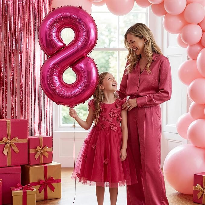 40 Inch Hot Pink Number 8 Balloon, Giant Number Balloons, Birthday Decor | - Image 4