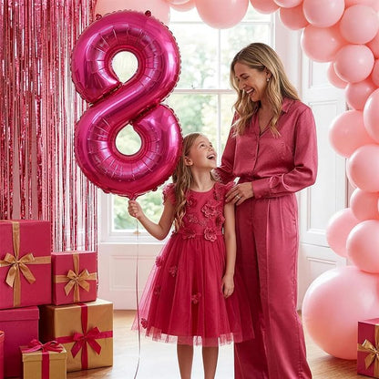 40 Inch Hot Pink Number 8 Balloon, Giant Number Balloons, Birthday Decor | - Image 4