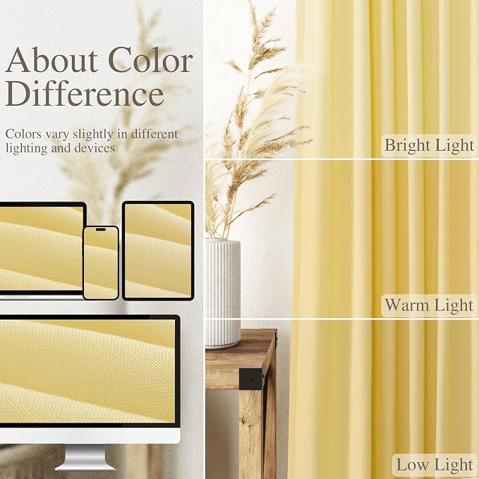 Yellow Linen Curtains 105 Inches Long - Image 4