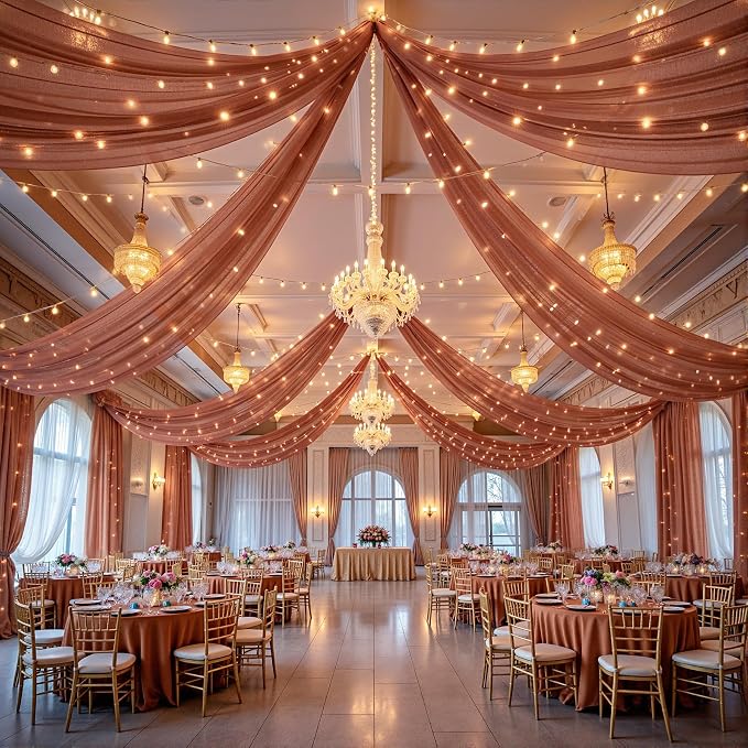 6 Panels Caramel Ceiling Drapes - Image 2