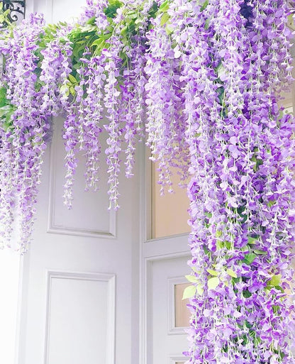 Wisteria Hanging Flowers 24 Pack Artificial Flowers Fake Wisteria Vine Rattan - Image 7