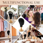 2 Pcs Wig Stand with Head 23 Inch Linen Mannequin Head with Wooden Stand Canvas Mannequin for Hats Wigs Caps Headdress Home Store Hair Salon(Black)
