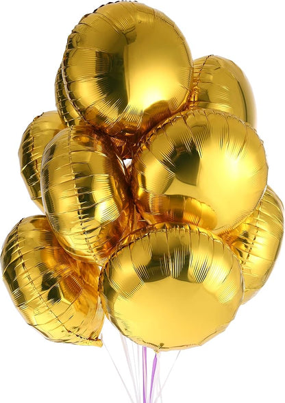 18" Gold Round Shaped Foil Balloons Mylar Helium Balloons - Image 2