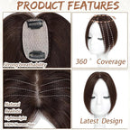 Amchoice Hair Toppers for Women Real Human Hair, Bangs Hair Clip 360° 3D Cover Bangs, Human Hair Toppers for Women Daily(Medium Brown, 3D Side Bangss (5 * 9))