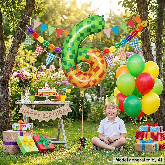 40 Inch Pixelated Number 6 Foil Balloon - Image 4