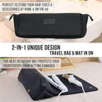 BAREFOOT CARIBOU Hair Tools Travel Bag and Heat Resistant Mat for Flat Irons, Straighteners, Curling Iron, and Haircare Accessories, 2-in-1 design, with Interior Pockets, Portable Organizer