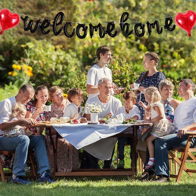 TONIFUL 16 Inch Black Cursive WELCOME HOME Foil Letter Balloon Banner Decor | - Image 3