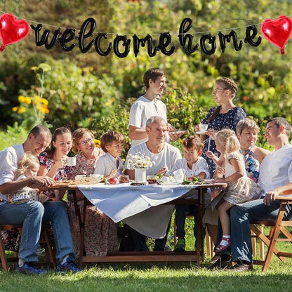TONIFUL 16 Inch Black Cursive WELCOME HOME Foil Letter Balloon Banner Decor | - Image 3