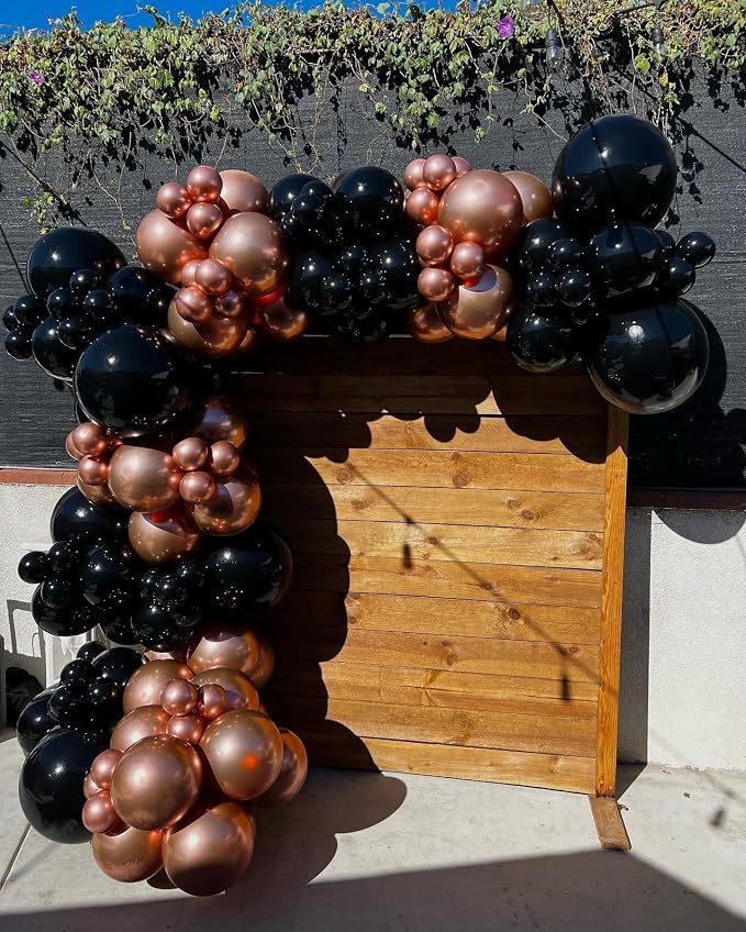 Rose Gold and Black Balloons Garland Arch Kit 100PCS | Metallic Chrome Black - Image 7