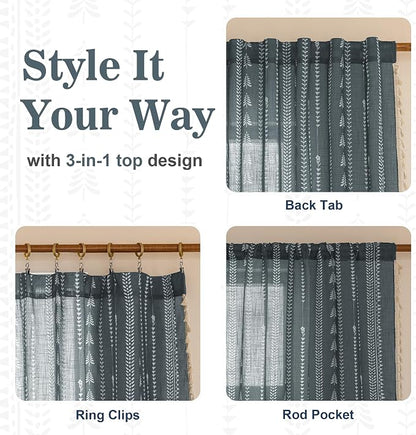 Boho Dark Grey Curtains 72 inch Long - Image 5