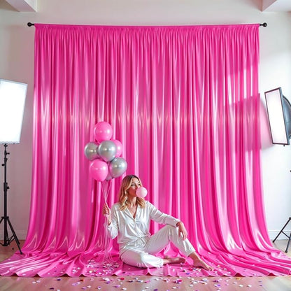 20x10ft Hot Pink Glitter Backdrop Curtain - Image 5