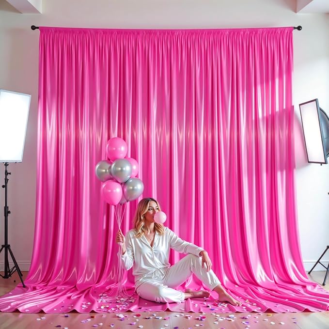 30x10ft Hot Pink Glitter Backdrop Curtain - Image 7