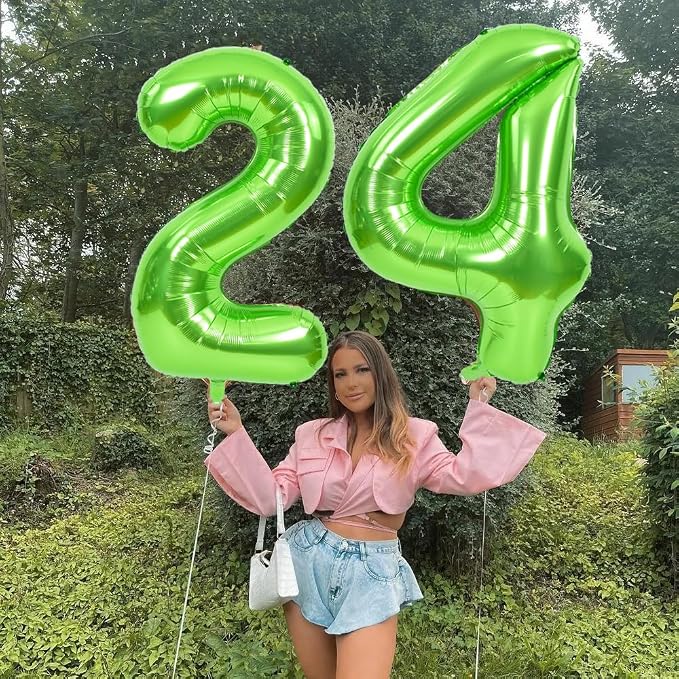 TONIFUL 40 Inch Green Number 24 Balloon Large Foil 24th Birthday Decoration | - Image 5