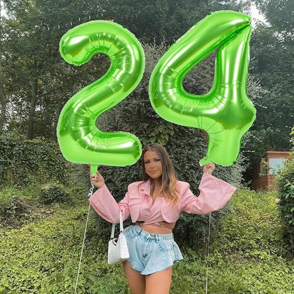 TONIFUL 40 Inch Green Number 24 Balloon Large Foil 24th Birthday Decoration | - Image 5