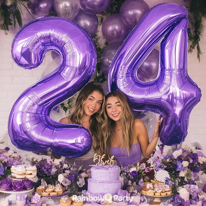 RainbowQ Purple 4 Balloon Number 40 Inch 0-40 Foil Large Balloons | Big Mylar 4 - Image 5
